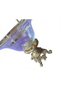Vintage Purple Glass Decorative Bowl with Ornate Brass Base